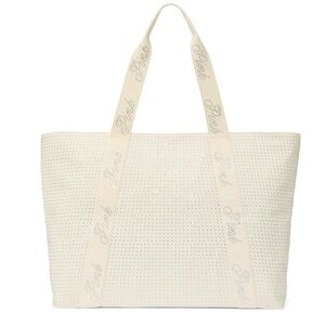 PINK Victoria's Secret White Perforated Bling Tote Bag